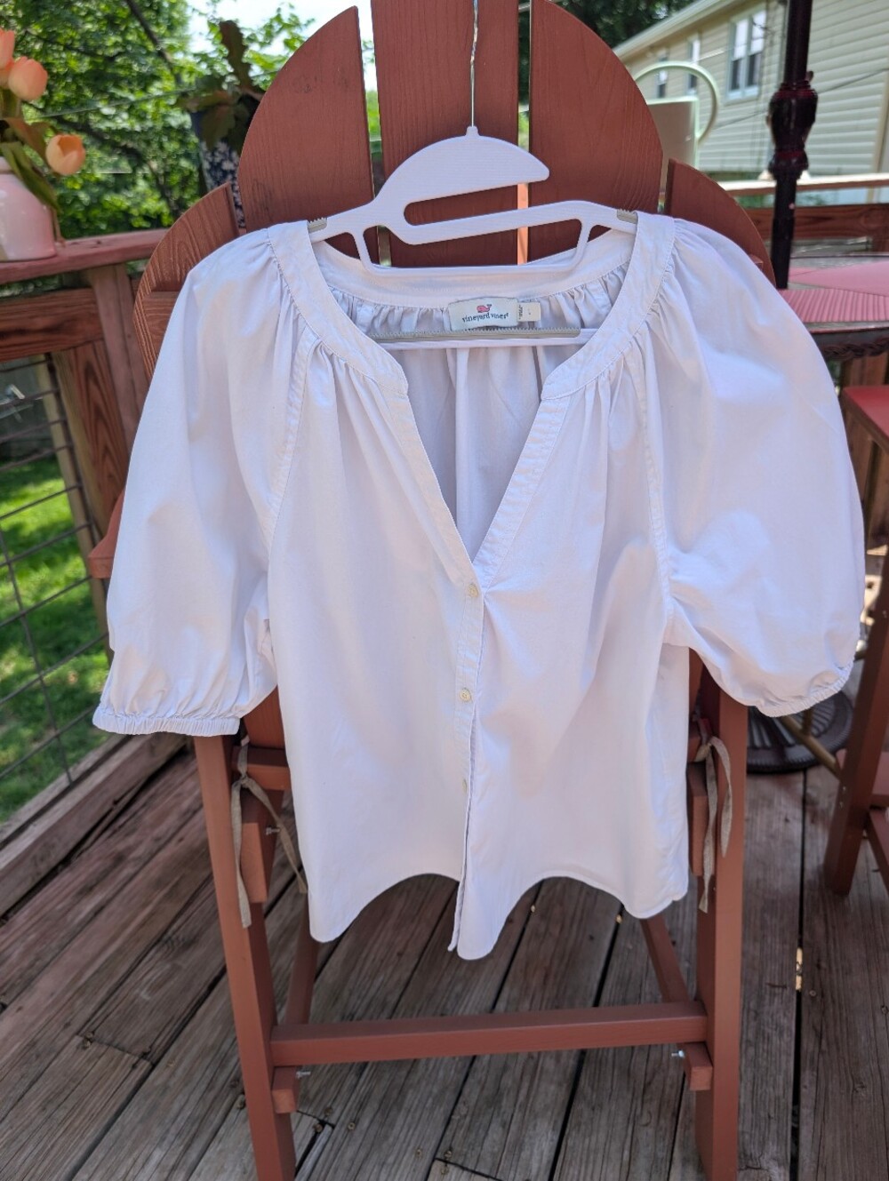 Poplin Cotton Button-up top White Top Size Large - Picture 2 of 5